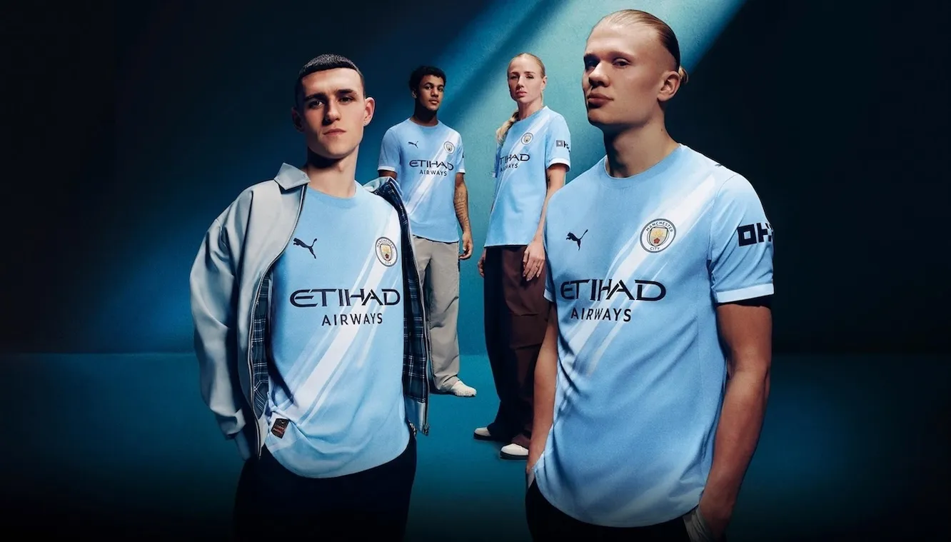 Man City unveils iconic sashy and sexy home kit