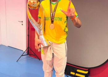 21 year old Mamelodi Sundowns defender Mothobi Mvala with the CAF Champions Leag…