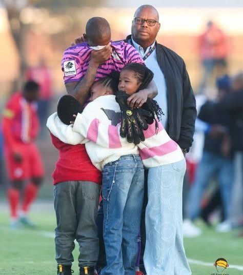 Chipezeze being comforted by his children after suffering a heartbreaking relega…
