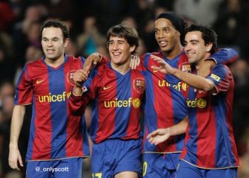 I see Ronaldinho, Xavi and Andres Iniesta who’s the other player  Level: Only l…