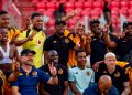 Kaizer Chiefs team with their fans after the match against Rangers FC.