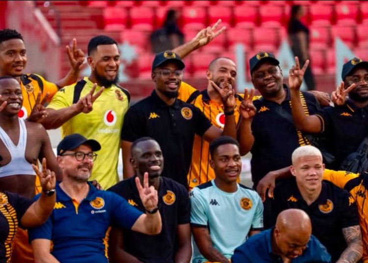 Kaizer Chiefs team with their fans after the match against Rangers FC.