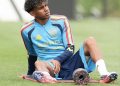 – Lamine Yamal during his individual session yesterday.  He was spotted wearing…