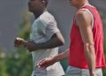 Mbekezeli Mbokazi and Robert Lewandowski Mbokazi in pre-season training along…