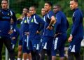 Mamelodi Sundowns players on hearing the news that Kaizer Chiefs is currently si…