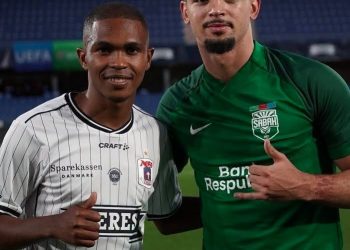 Gift Links and Aden McCarthy after last night’s UEFA Champions League qualifier…