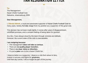 BREAKING: Kaizer Chiefs number one die-hard supporter Ofentse Molefe, has tender…